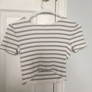 Black and white striped crop top
